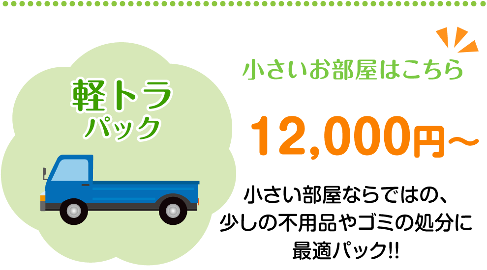 小さいお部屋はこちら軽トラパック